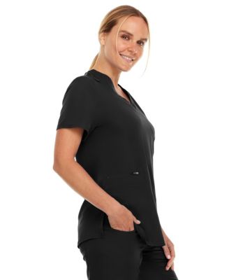 Women's Ruth 3-Pocket Multi Stitch V-Neck Scrub Top, Black