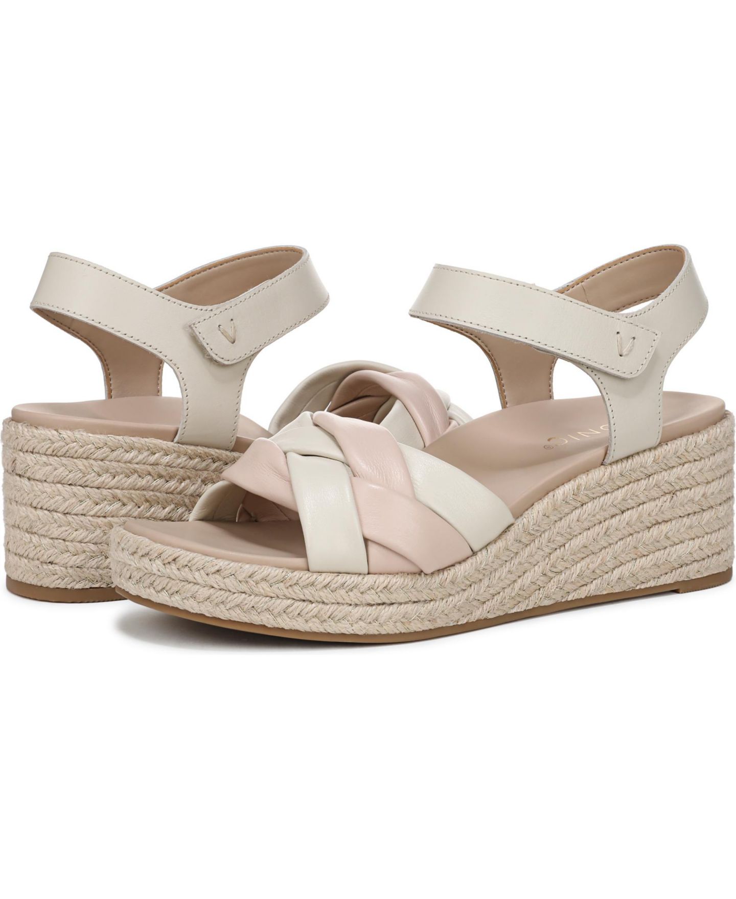 Женские сандалии Vionic Saratoga Espadrille, цвет: Кремовый / Розовый кожаный — фото 2