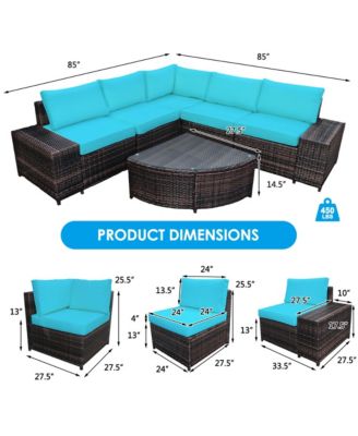 6PCS Rattan Furniture Sectional Sofa Set w/ Cushions