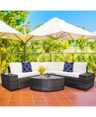 6PCS Rattan Furniture Sectional Sofa Set w/ Cushions