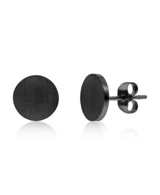Stainless Steel 10mm Brushed Round Studs - Black 19$