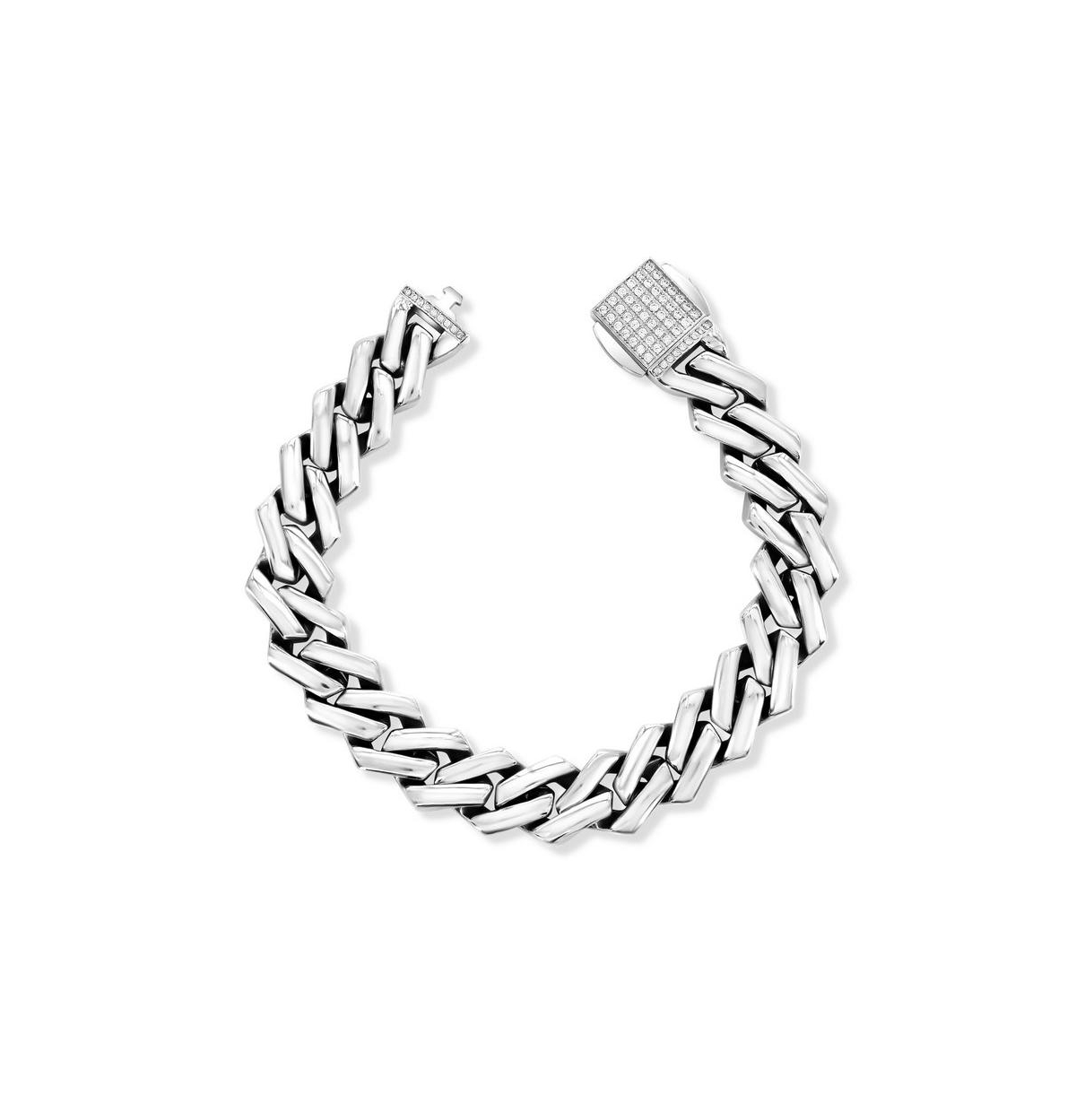 Stainless Steel, 13mm Monaco, Cz Lock Bracelet - Silver
