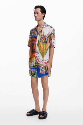 Men's Short-sleeve postcard shirt