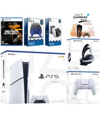PlayStation 5 Slim Disc PS5 with Call of Duty: Black Ops 6, Extra Gray Sterling Silver Controller, Pulse Elite Headset, Gamer Starter Pack, Dual