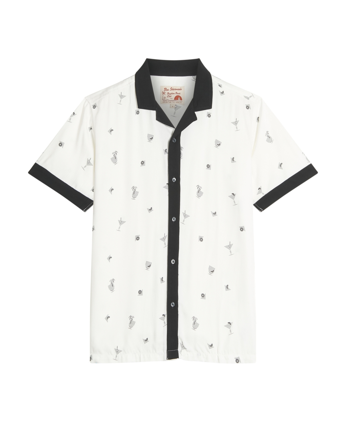 Men's Cocktail Print Short Sleeve Shirt - Snow white