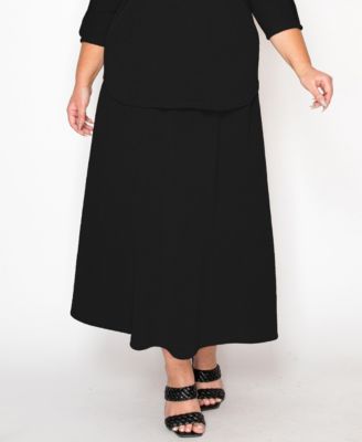 Plus Size Textured Rib Elastic Waist Maxi Skirt