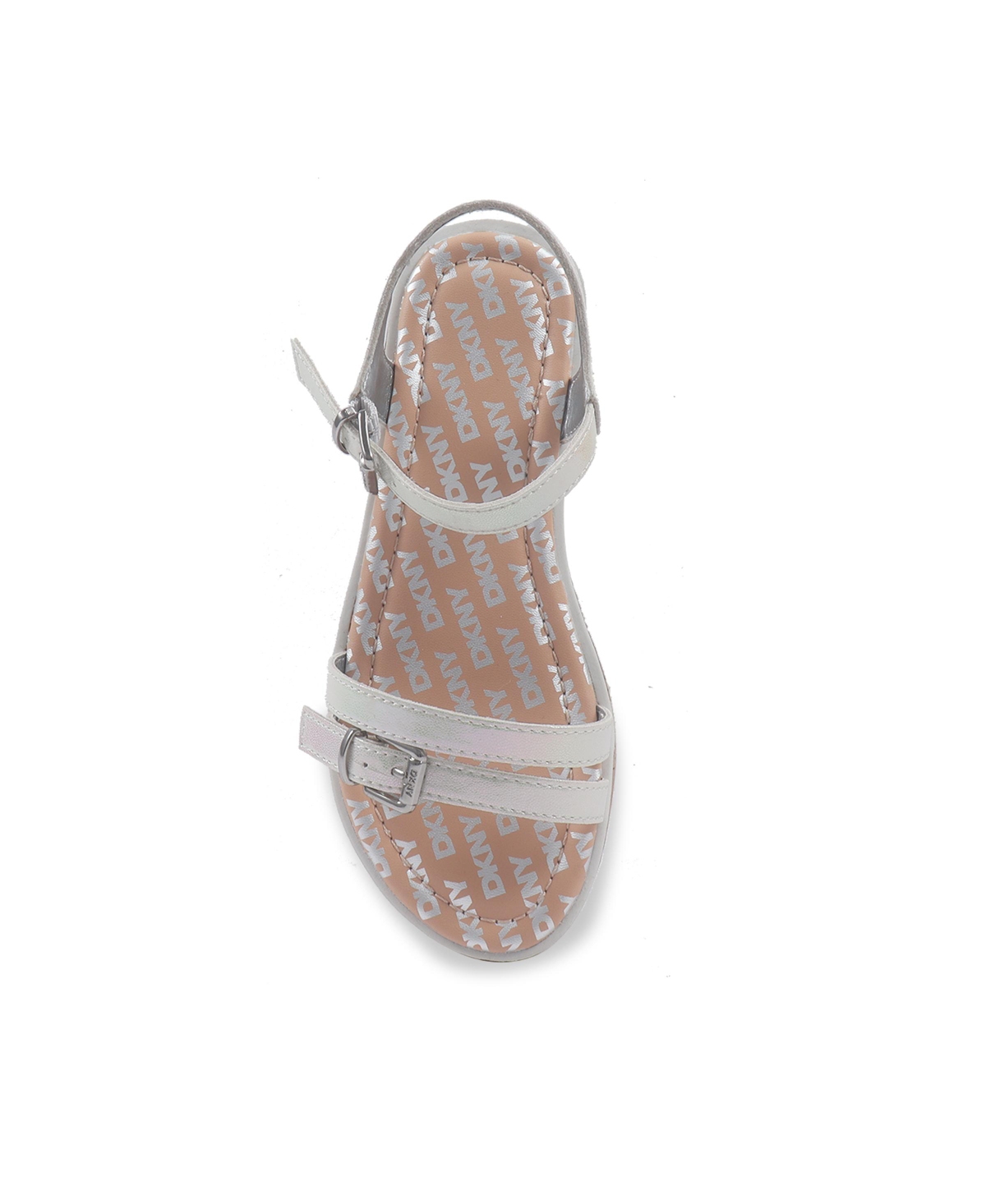 Dkny Little And Big Girls Tessa Carina Double Strap Sandal In White