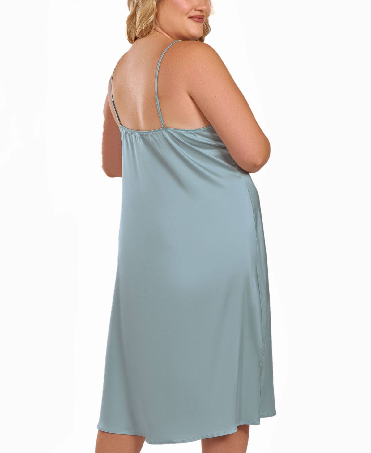 Icollection Women's Soft Cup Satin Long Sage Gown