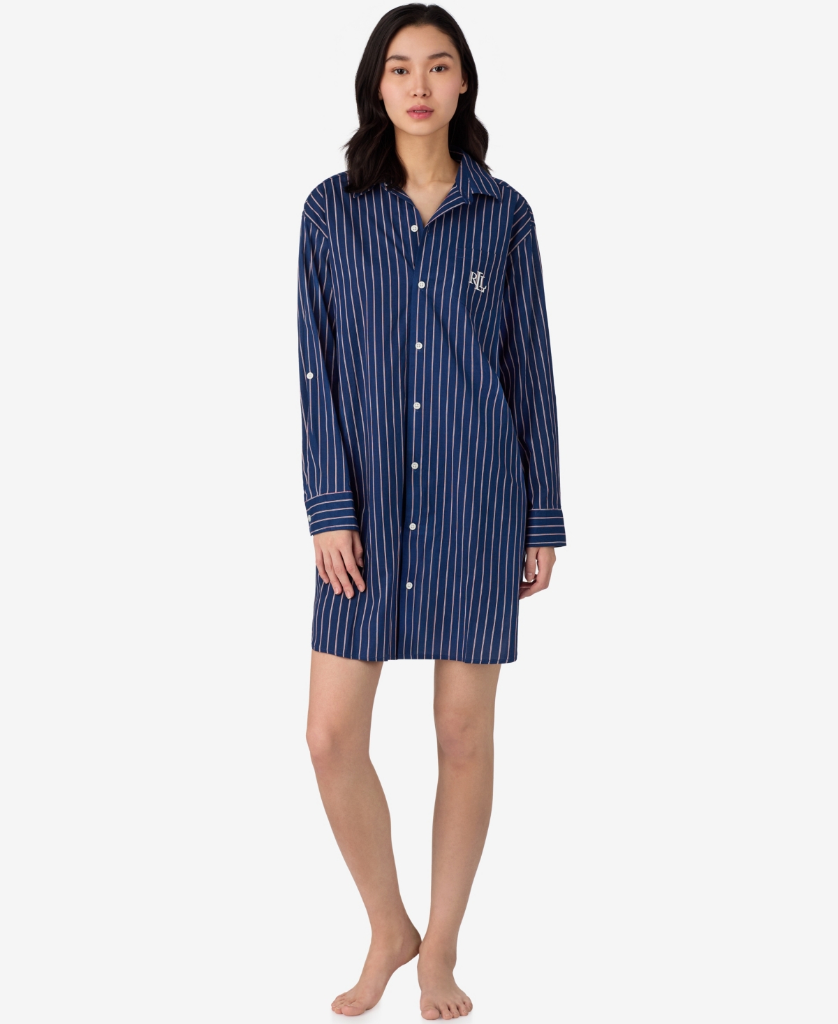 Ralph Lauren Women's Long Sleeve Roll Tab His Shirt Sleepshirt