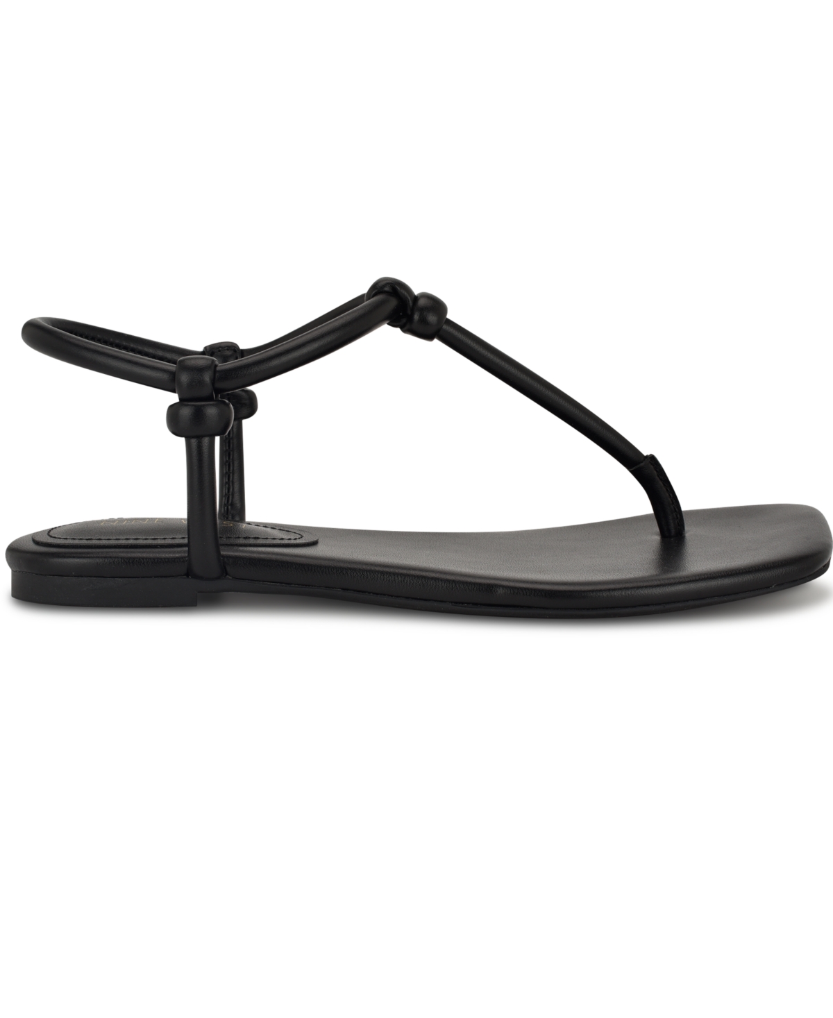 NINE WEST WOMEN'S NORTNY KNOTTED T-STRAP FLAT SANDALS 