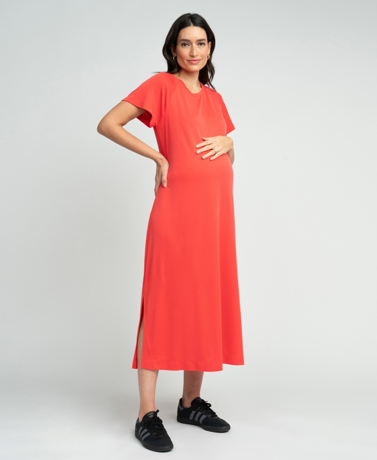 Shop Seraphine Women's Maternity T-shirt Dress In Coral