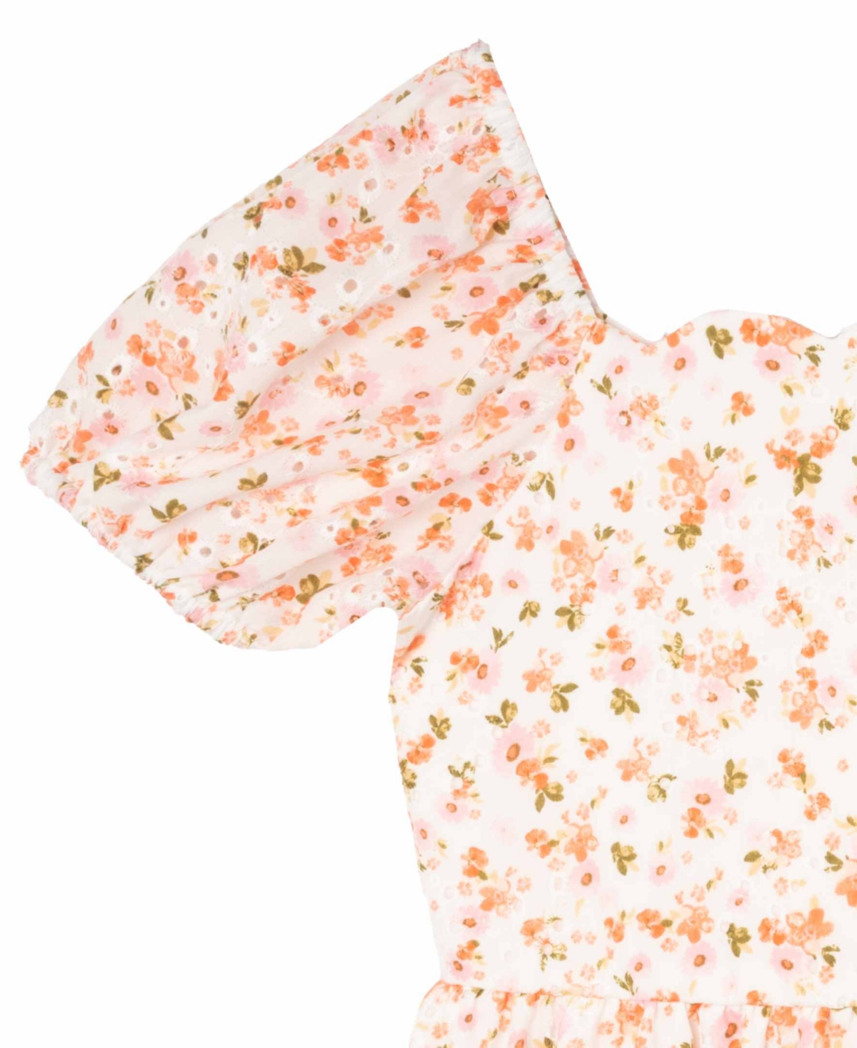 RARE EDITIONS BIG GIRLS FLORAL EYELET SCALLOPED HEM DRESS 