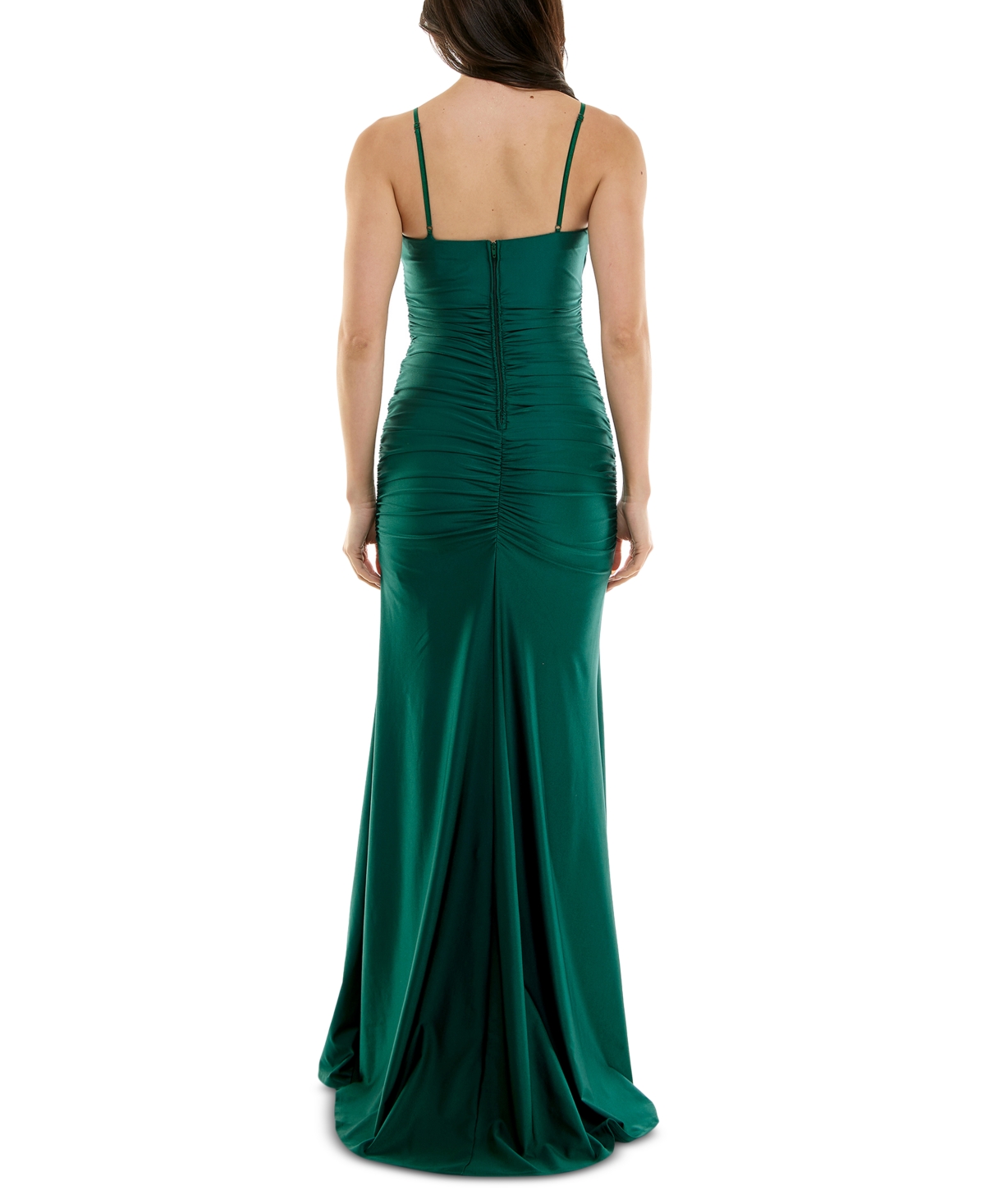 KATIA RAE JUNIORS' SLEEVELESS SHIRRED SIDE-SLIT GOWN, CREATED FOR MACY'S 