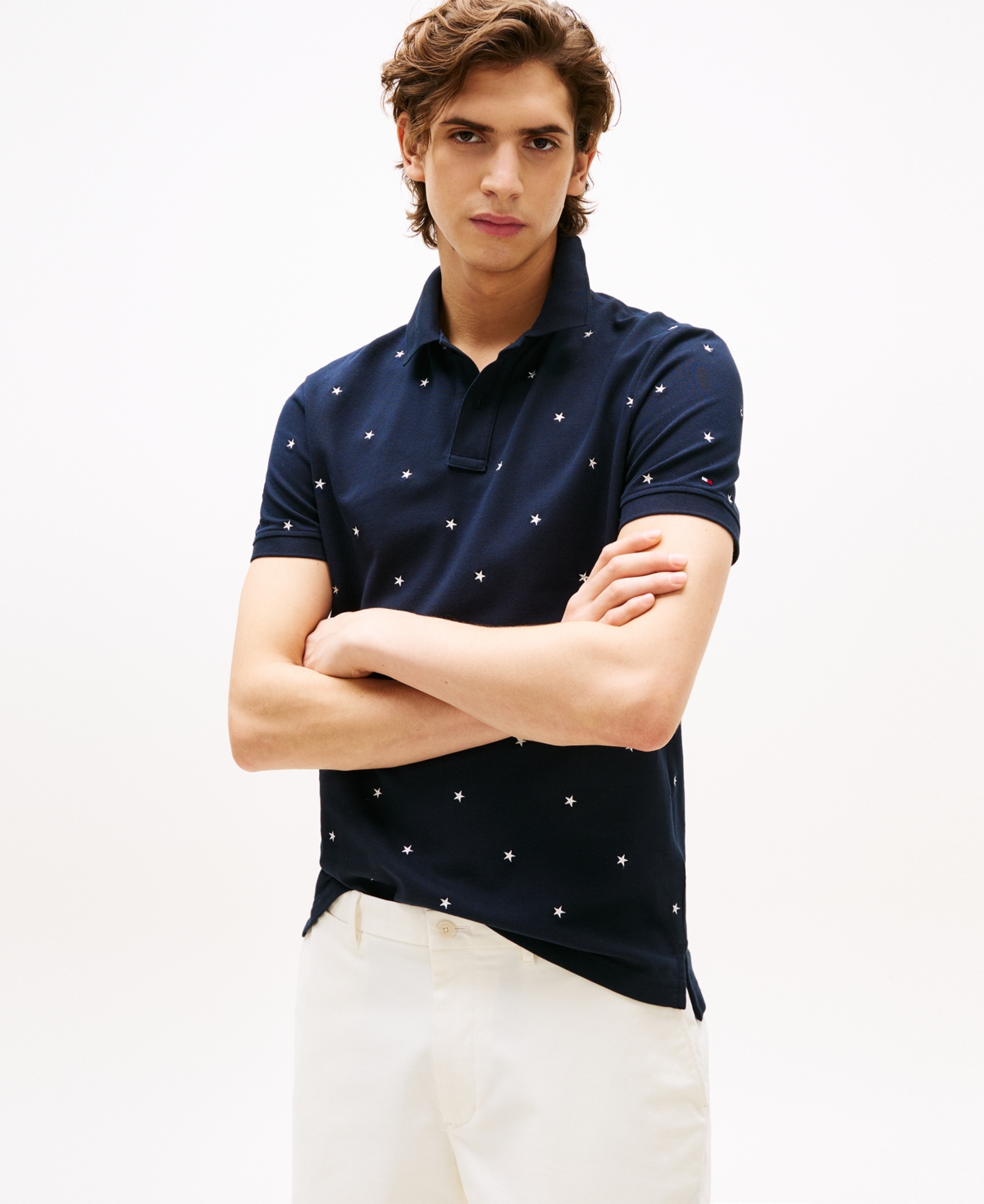 Tommy Hilfiger Men's All Over Star Print Polo Shirt In Blue