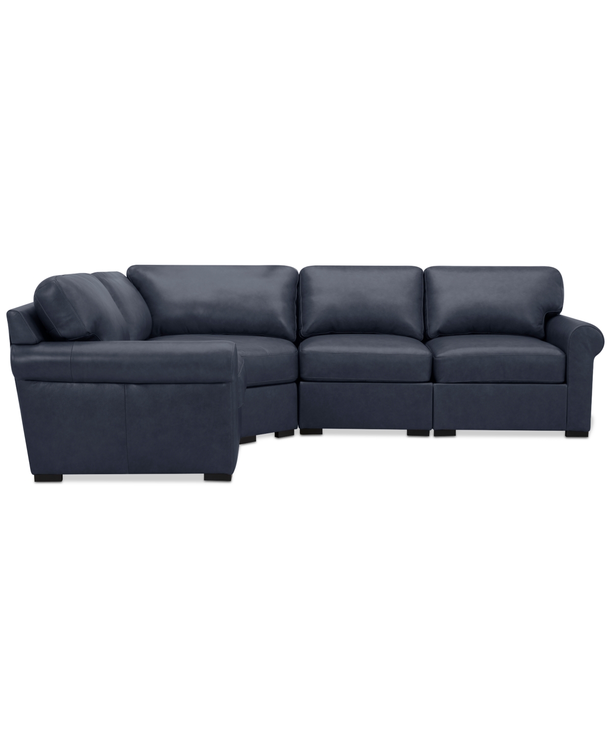 Macy's Radley Roll Arm 117" 4-pc. Leather Wedge Corner L Sectional, Exclusively At