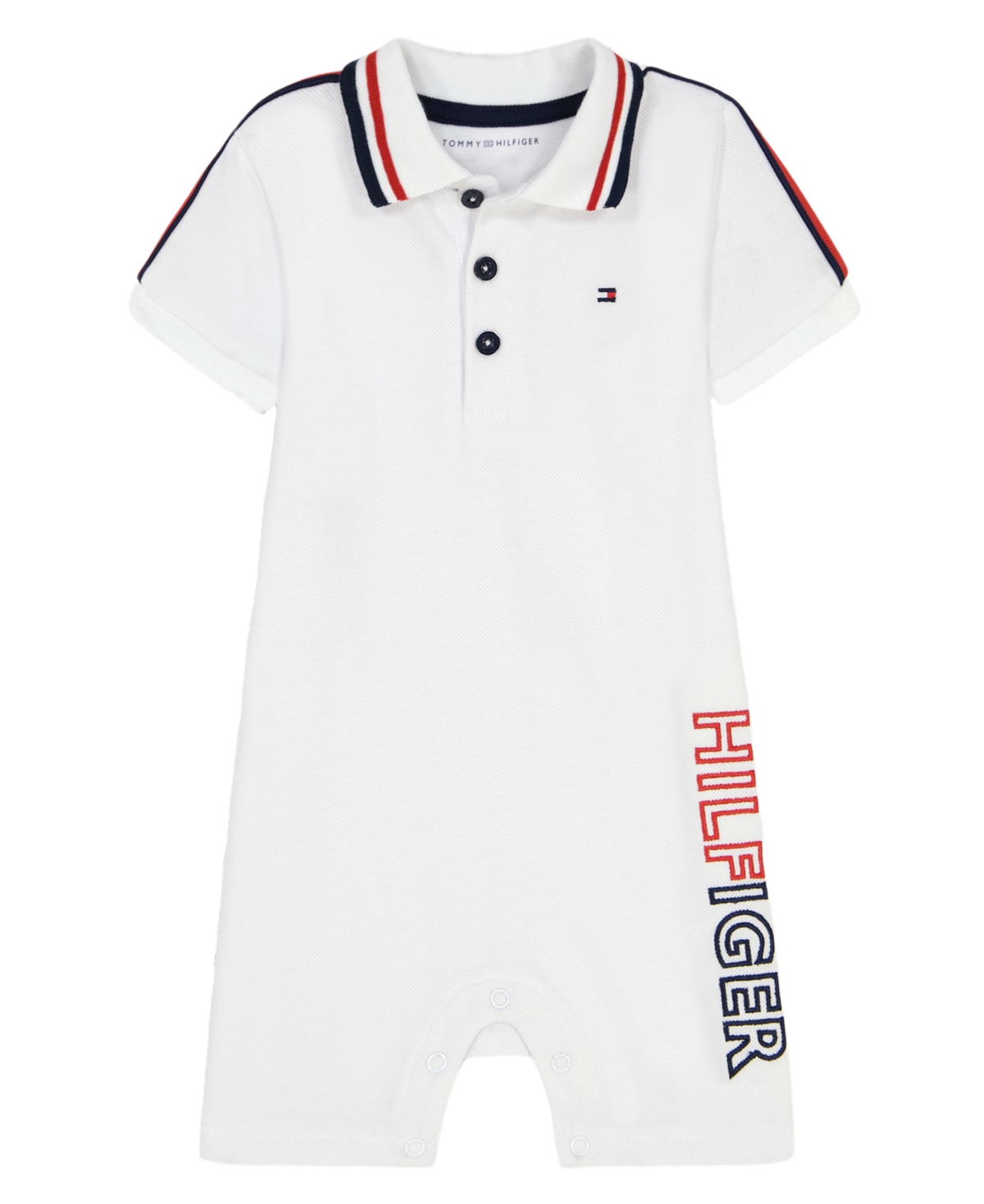 Tommy Hilfiger Baby Boys Pique Short Sleeve Signature Polo Bodysuit In Bright White
