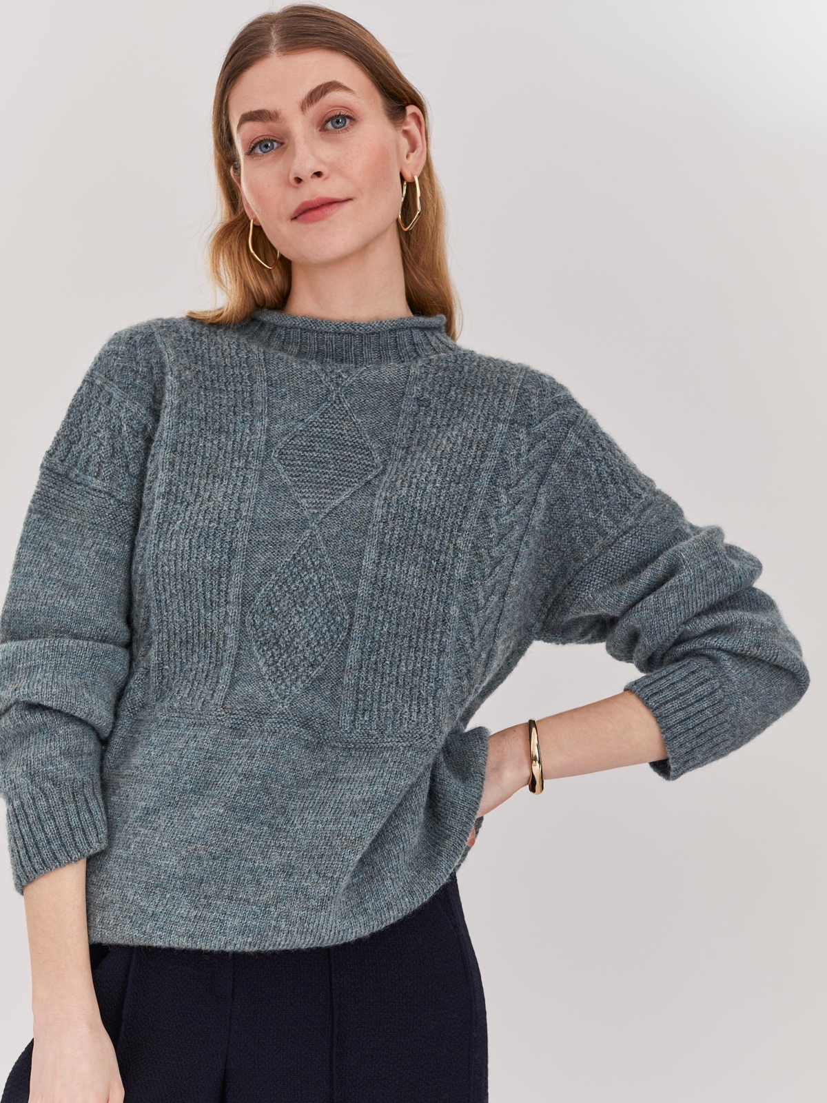 Women's British Wool Gansey Sweater - Undyed taupe