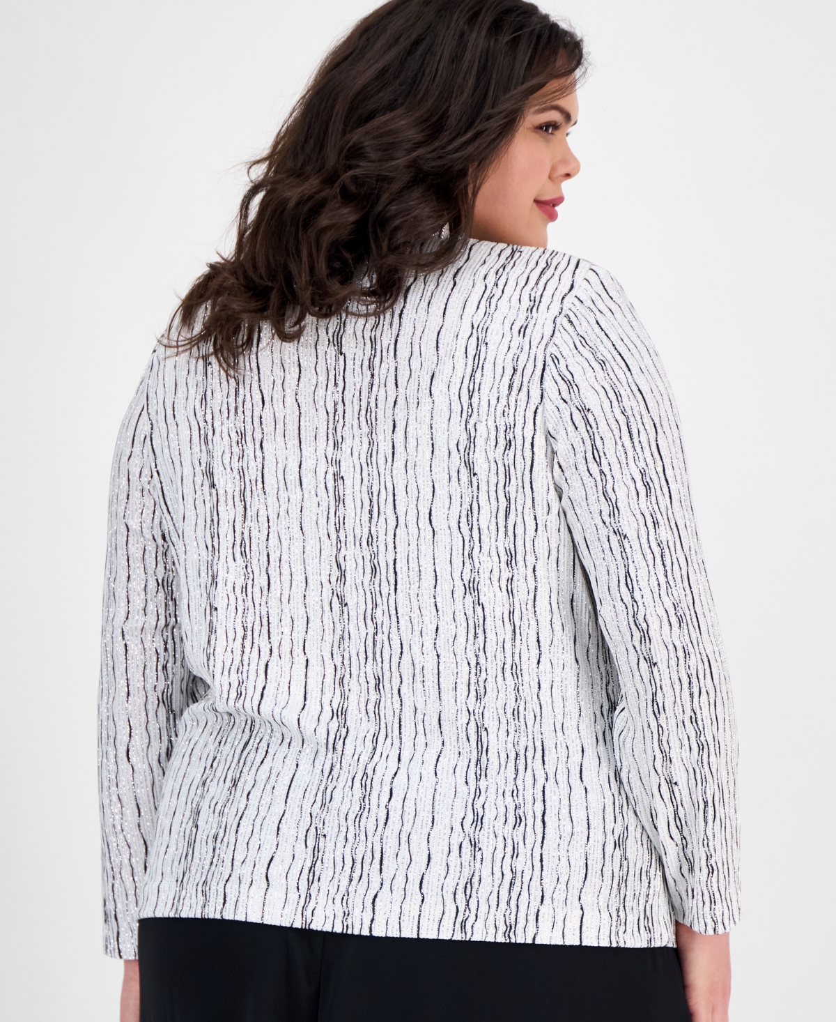 Alex Evenings Plus Size Drizzle-printed Zip Evening Jacket
