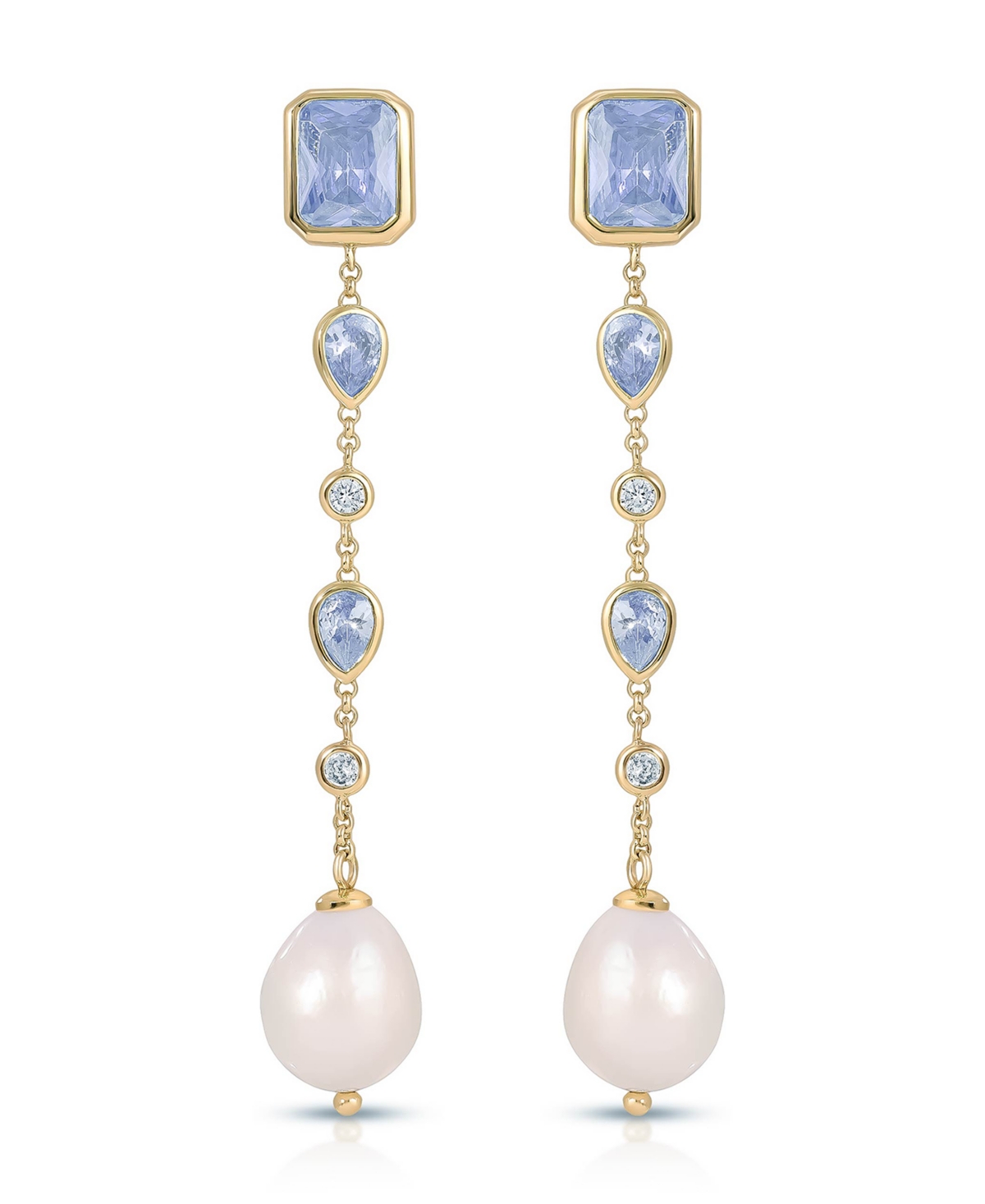 Ettika Gleaming Cubic Zirconia Linear Earrings In Blue