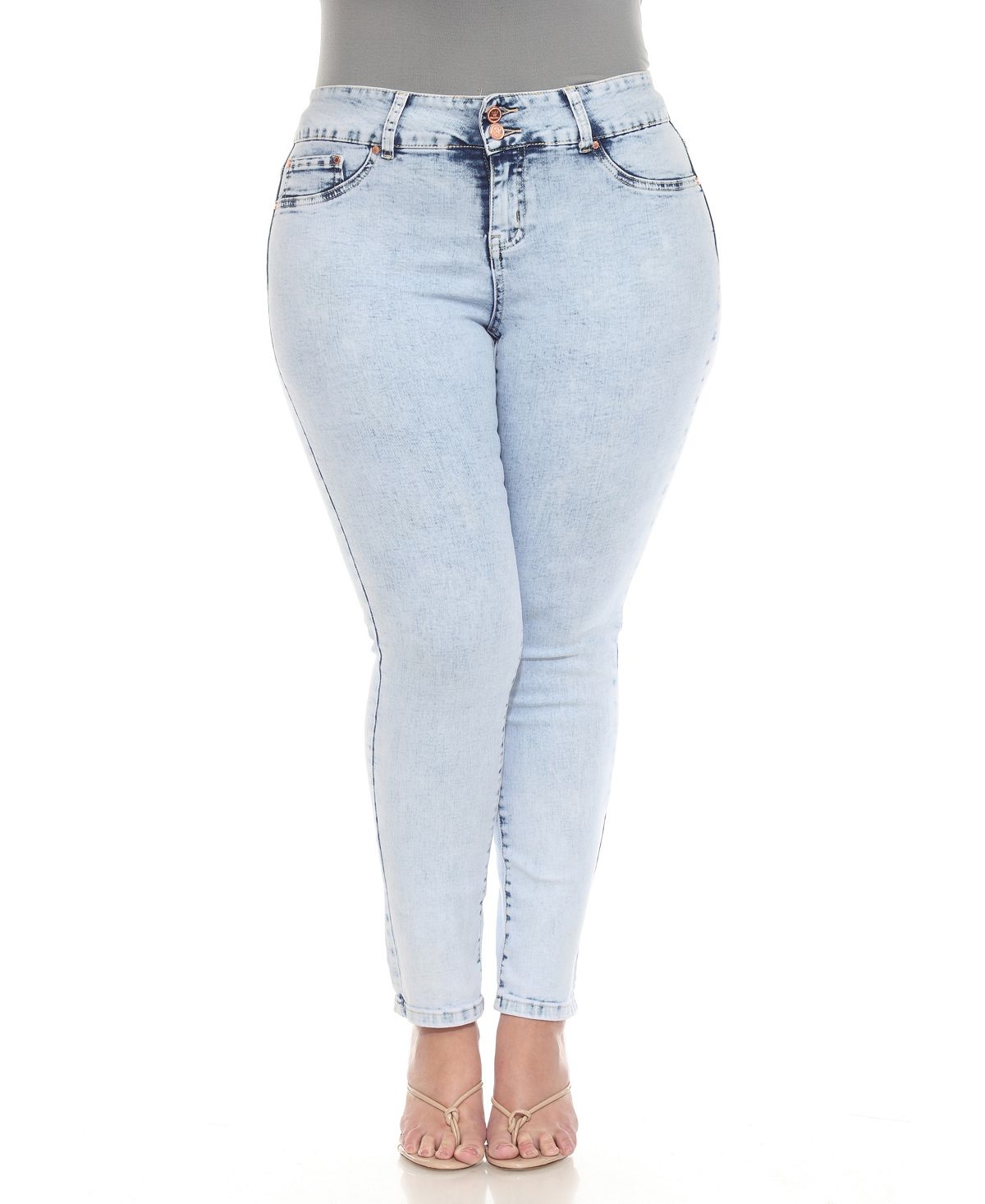 White Mark Plus Size Stretch Denim Jeans view 1 — MAYCSS fashion products