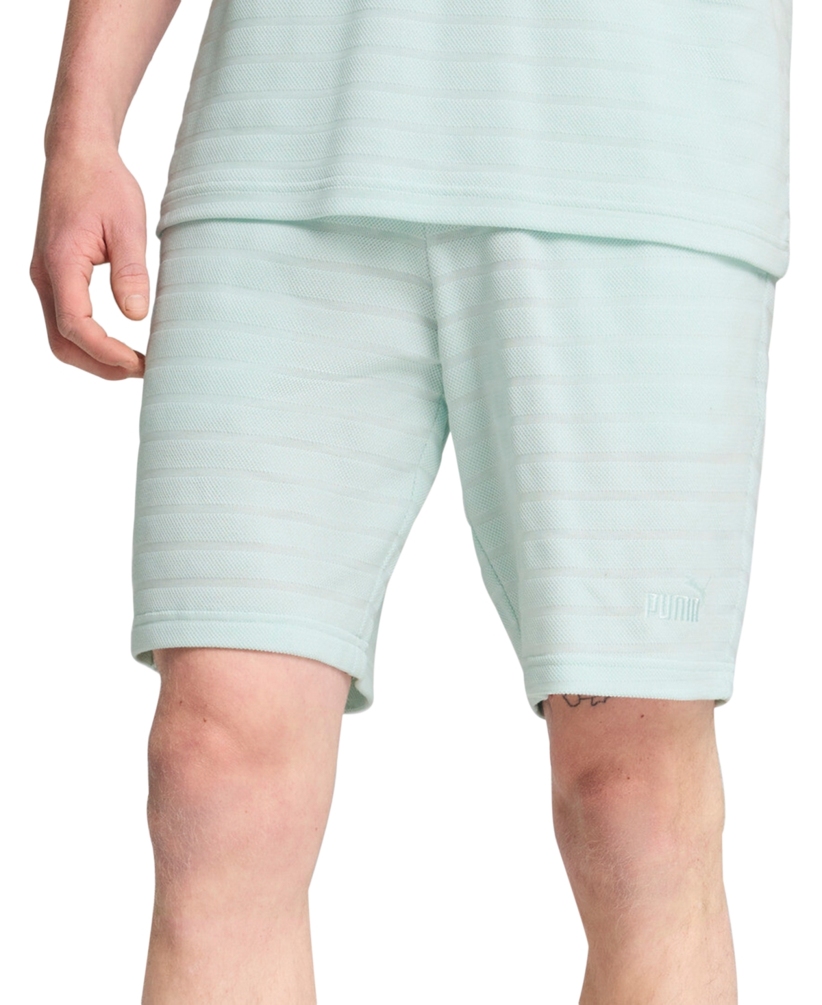 Puma Men's Ess Elevated Regular-fit Textured Stripe 9" Shorts