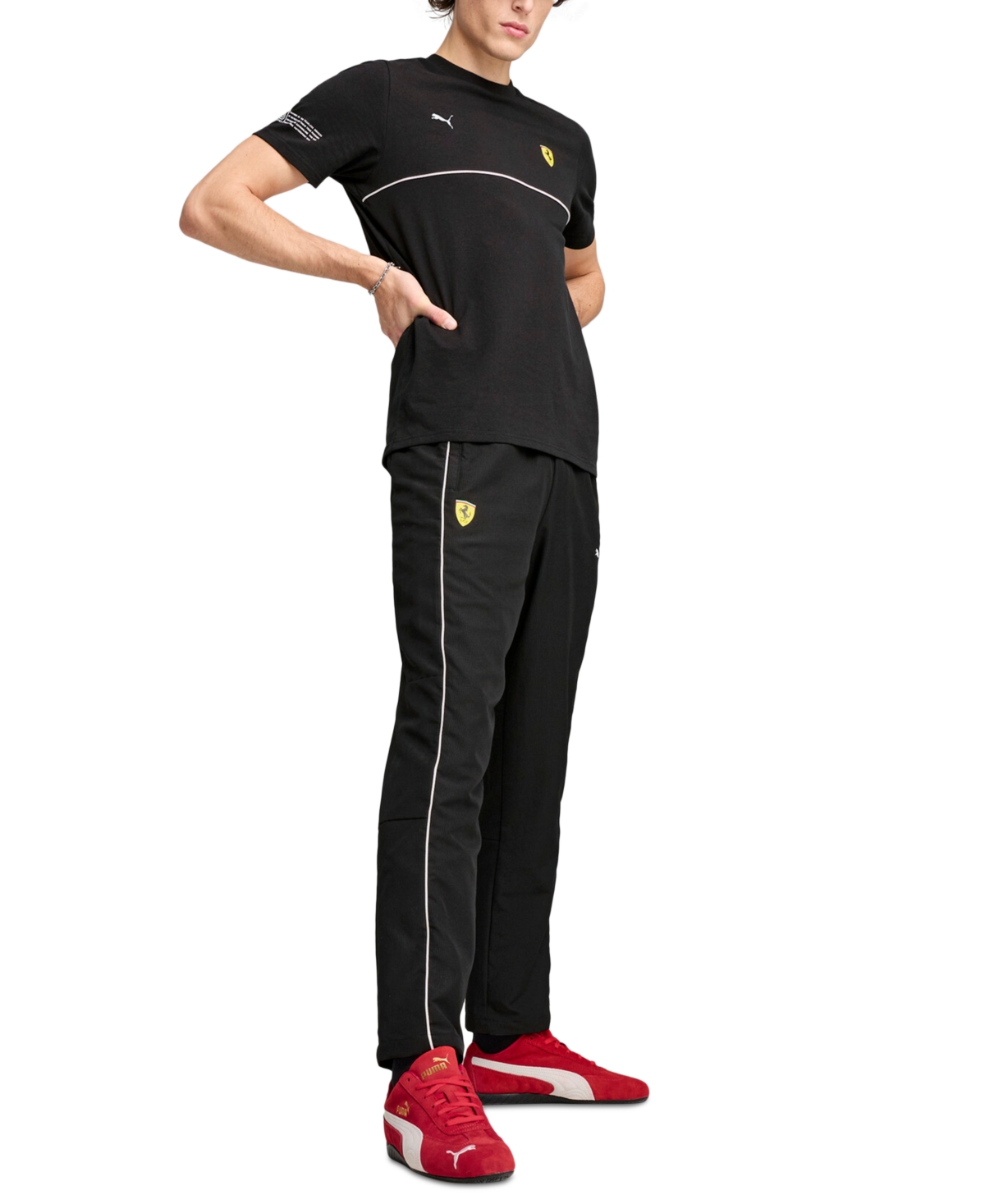 Puma Men's Scuderia Ferrari Sds 2.0 Regular-fit Ripstop Race Pants In Black