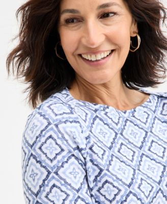 Petite Printed Pima Cotton Knit Top