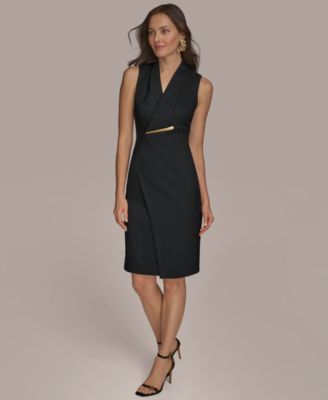 【Donna Karan New York】Missy Cowl Neck Belted Sheath Dress Donna Karan Women's Missy Cowl Neck Belted Sheath Dress