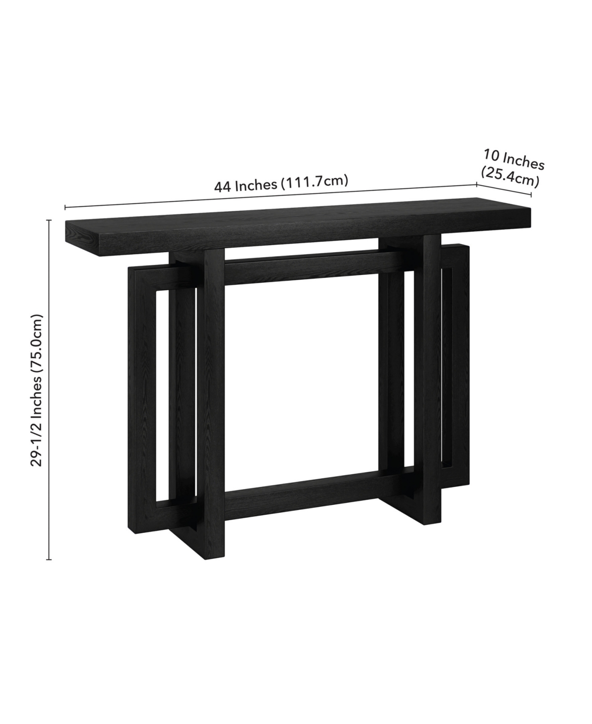 Hudson & Canal 44" Breslow Wide Rectangular Console Table In Black Grain