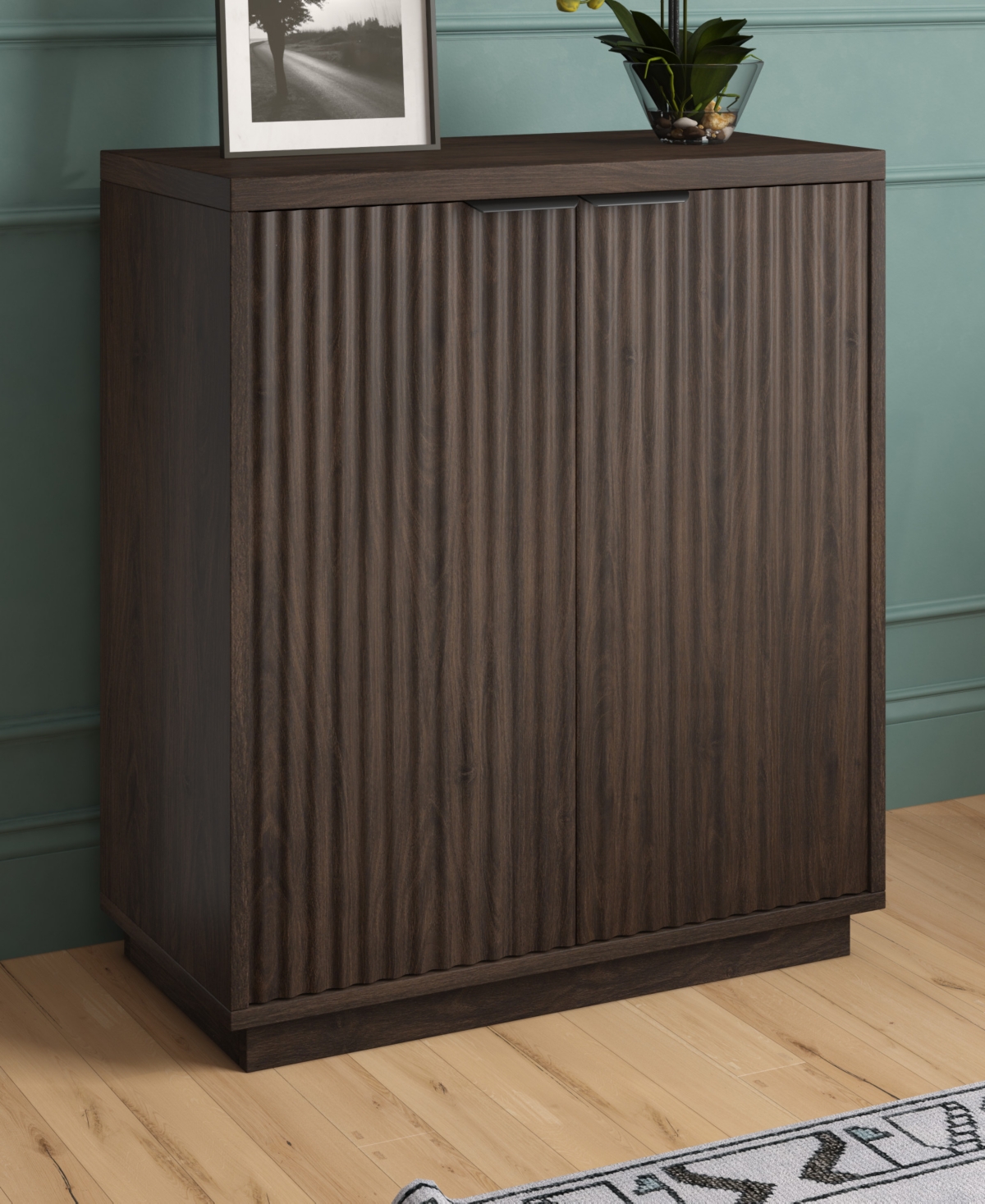 Hudson & Canal 28" Mansfield Wide Rectangular Accent Cabinet In Alder Brown