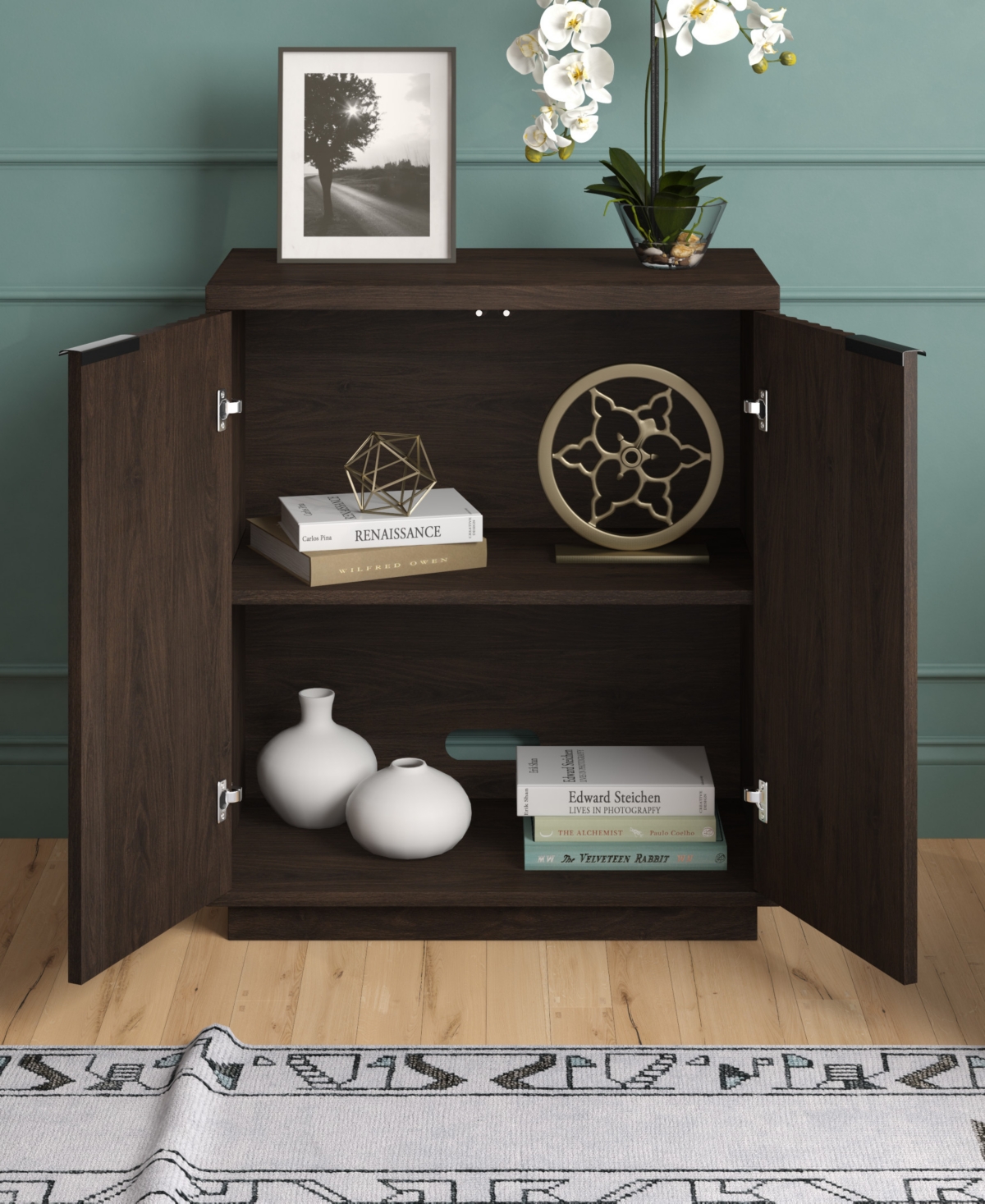 Hudson & Canal 28" Mansfield Wide Rectangular Accent Cabinet In Alder Brown