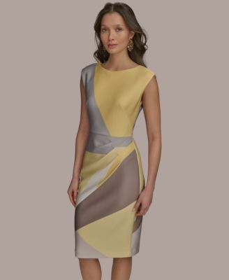 【Donna Karan New York】Petite Jewel-Neck Side-Ruched Dress Donna Karan New York Petite Jewel-Neck Side-Ruched Dress
