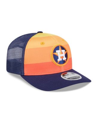 Men's Orange/Navy Houston Astros 2025 Batting Practice 9SEVENTY Stretch-Snap Trucker Hat