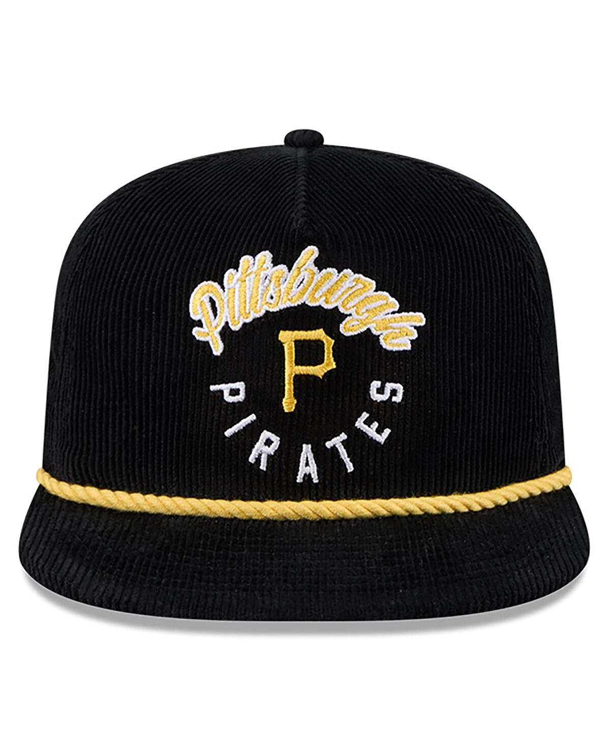 New Era Men's Black Pittsburgh Pirates Full Circle Corduroy Golfer Adjustable Hat In Black