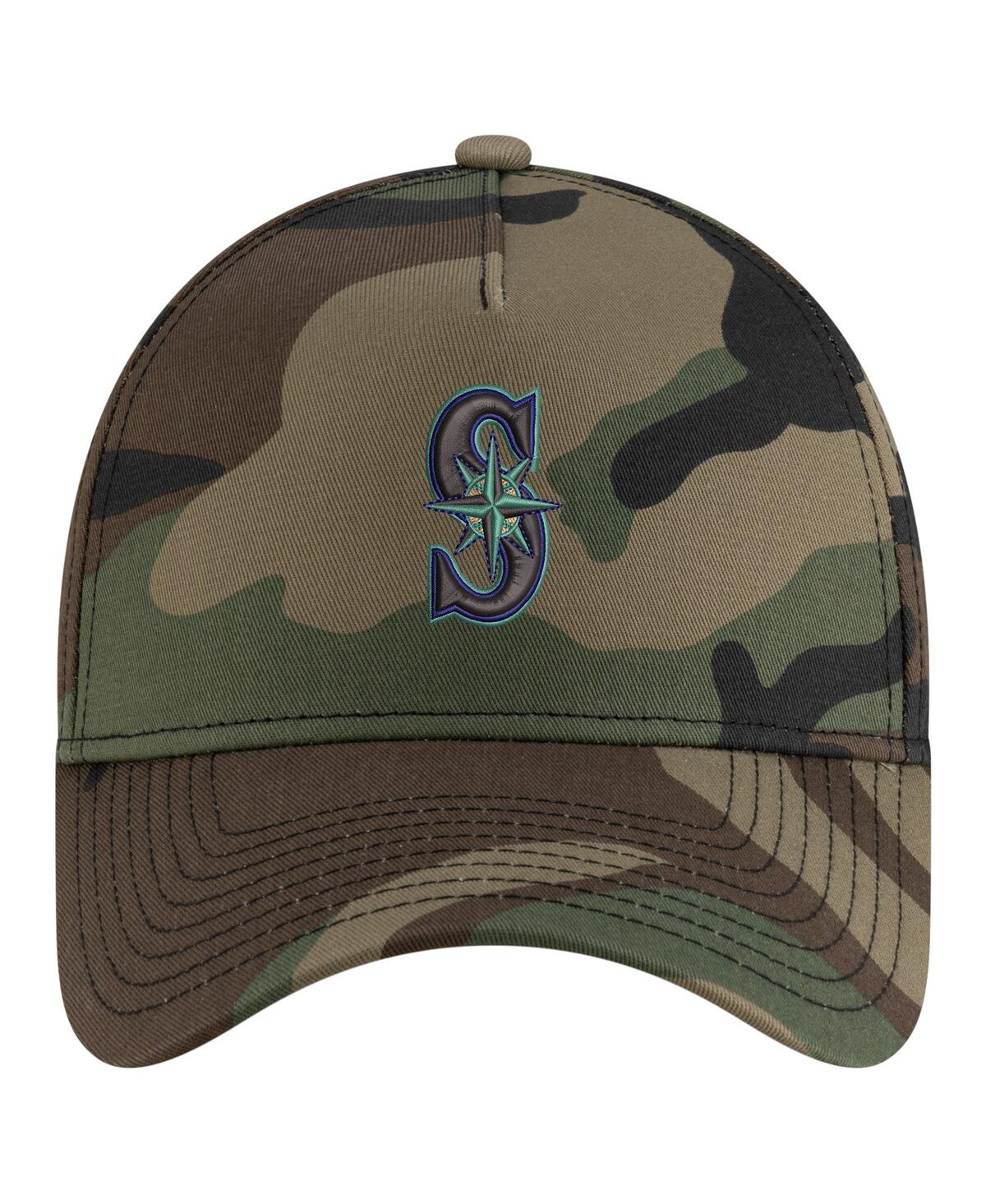 New Era Men's Camo Seattle Mariners Woodland Team Pop 9forty A-frame Adjustable Hat In Camo