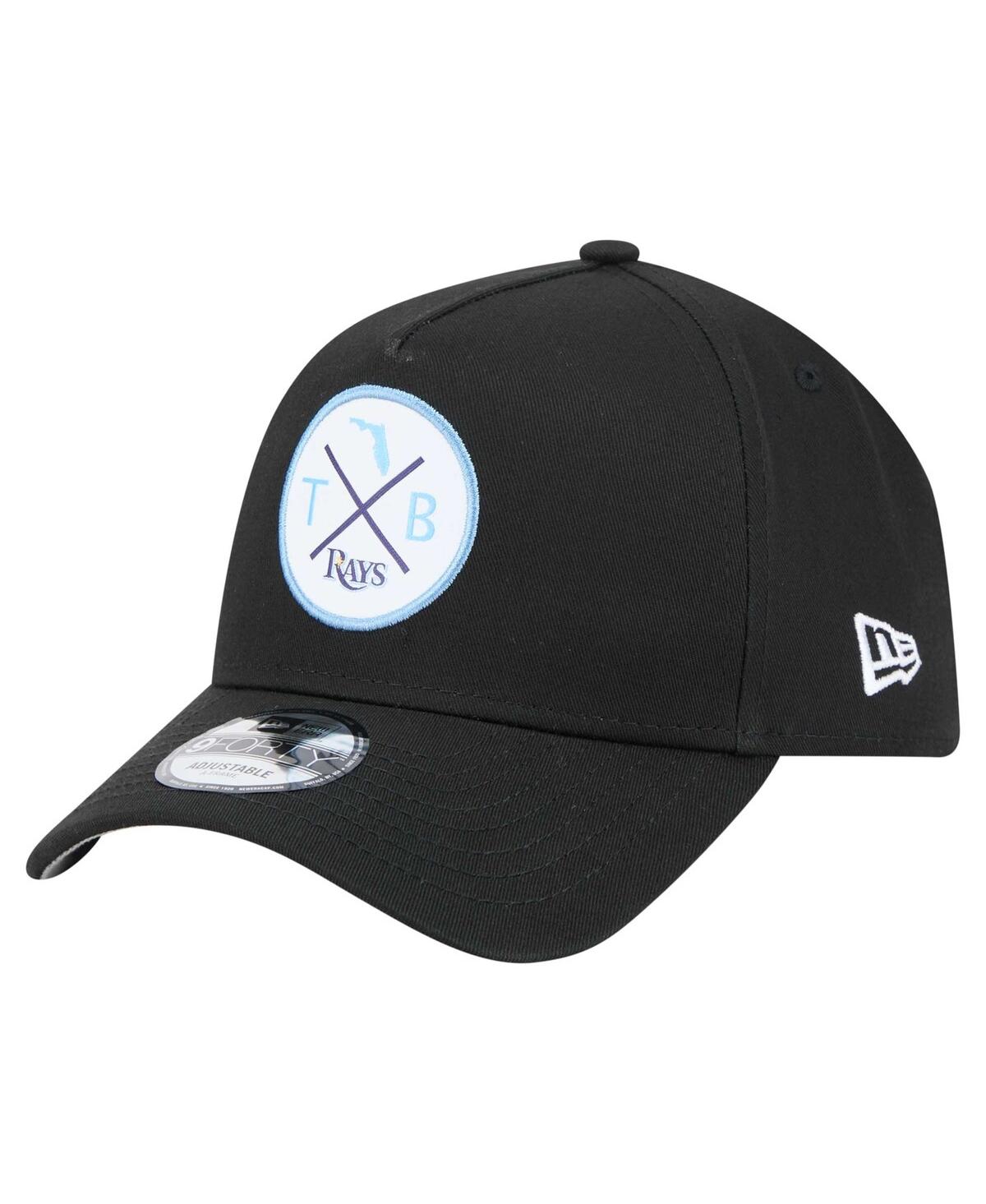 NEW ERA MEN'S BLACK TAMPA BAY RAYS 9FORTY A-FRAME ADJUSTABLE HAT 