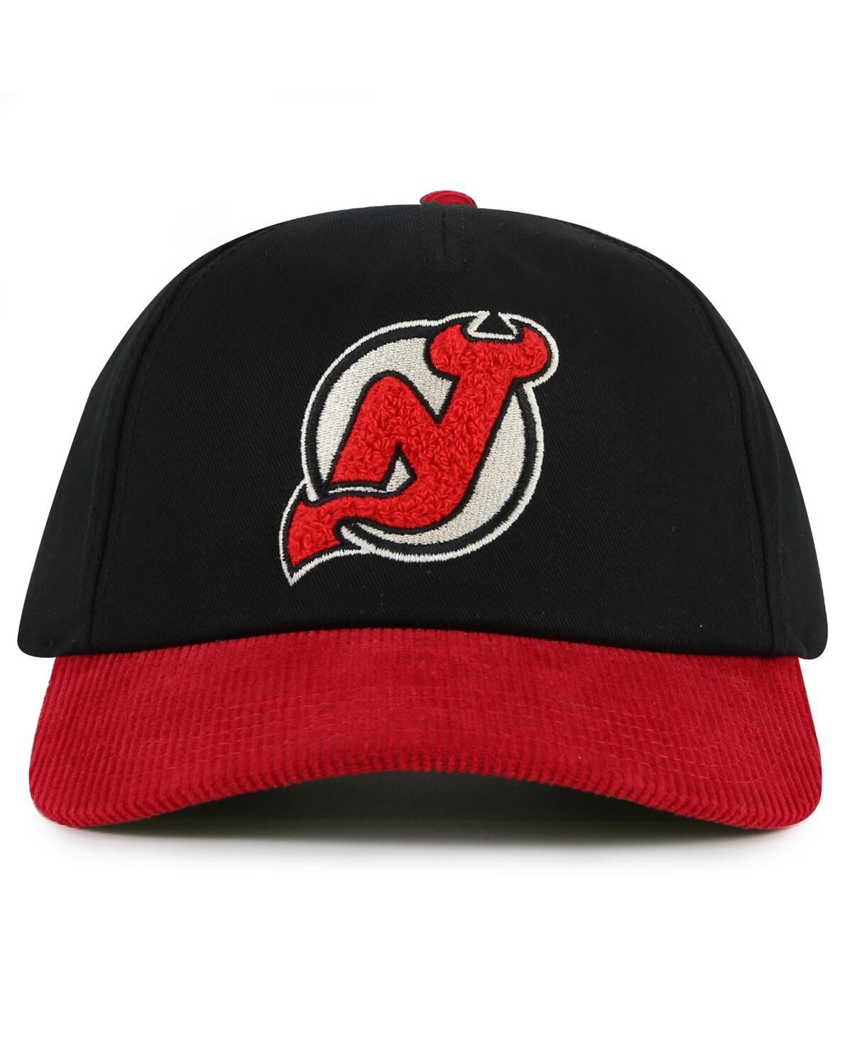 AMERICAN NEEDLE MEN'S BLACK/RED NEW JERSEY DEVILS BURNETT ADJUSTABLE HAT 