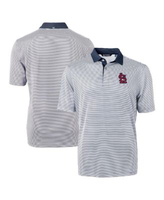 Cutter & Buck - Men's Navy/White St. Louis Cardinals Virtue Eco Pique Micro Stripe Polo