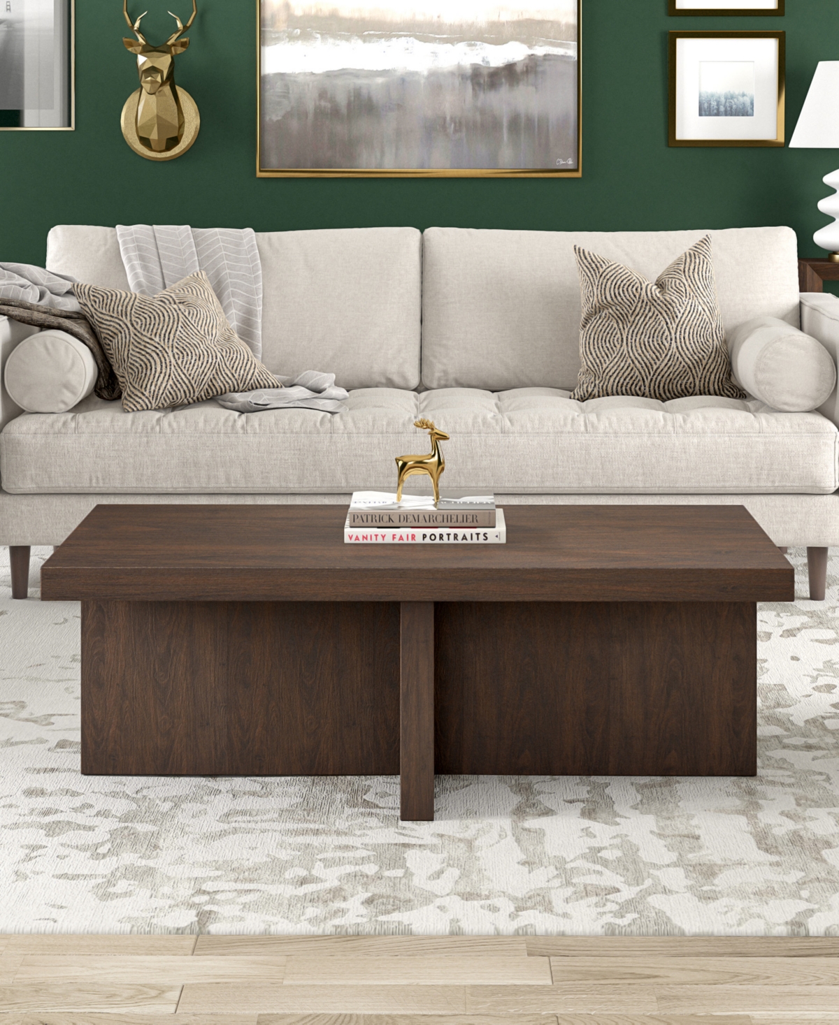 Hudson & Canal 44" Elna Wide Rectangular Coffee Table In Alder Brown
