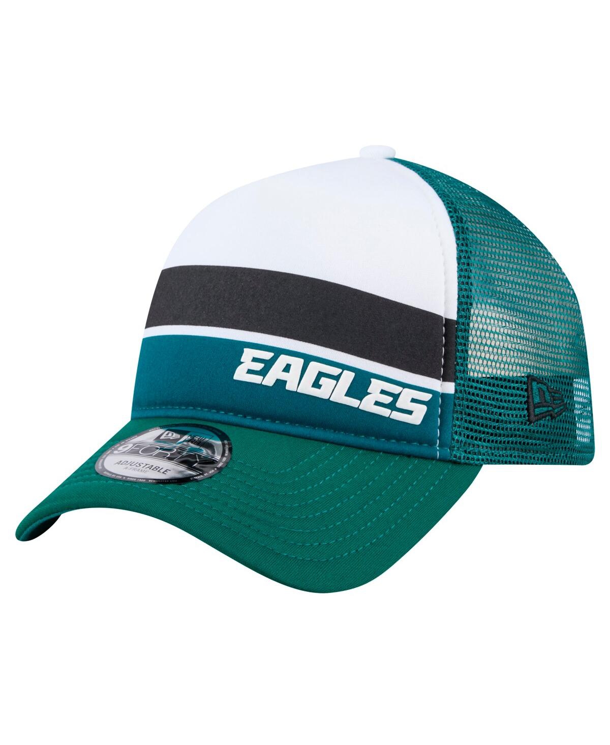 New Era Preschool Midnight Green Philadelphia Eagles Sport Night Color Block 9forty A-frame Trucker Adjustab In Midnight Green