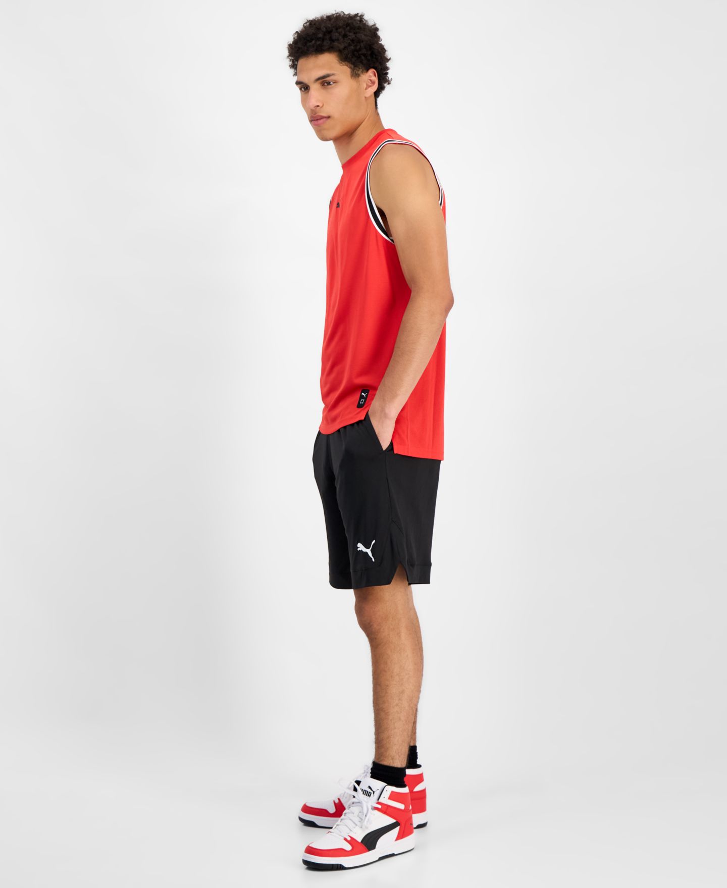 Мужские комплекты Puma North America Puma Logo Basketball Tank Top & Shorts, цвет: Красный — фото 2