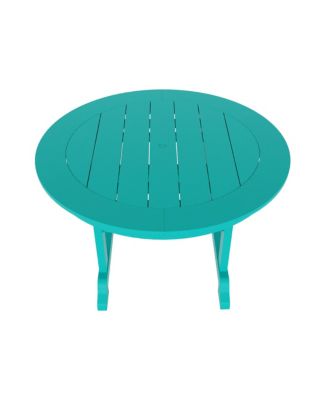 5-Piece HDPE Round Patio Dining Table Set with Foldable Chairs