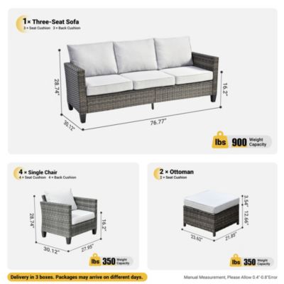 7-Piece Outdoor High-Back Wicker Sectional Sofa Set, All-Weather Rattan Patio Furniture for Garden, Backyard & Porch