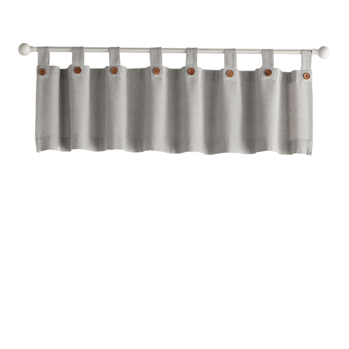 Tucker Solid Button Window Kitchen Valance - Gray