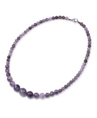 Semi-Precious Natural Stone Graduated Bead Ball Strand Necklace 16-18 Inch