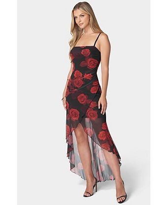black red dress Zapaka Women Sparkly Bridesmaid Mermaid Cold Shoulder Long Prom Dress, Black Red / US10 highlighting feminine morbidezza and grace Tips Fouad Sarkis Couture Dark Red