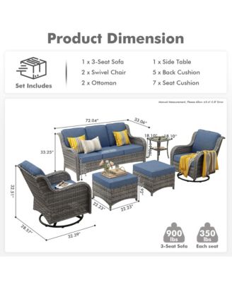 6 Pcs Outdoor Patio Furniture Set,High Back Sofa and Swivel Chairs Set