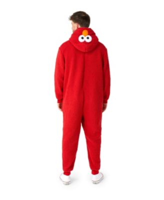 Men's Official Elmo Union Suit - Sesame Street Body Suit for Adults - Red