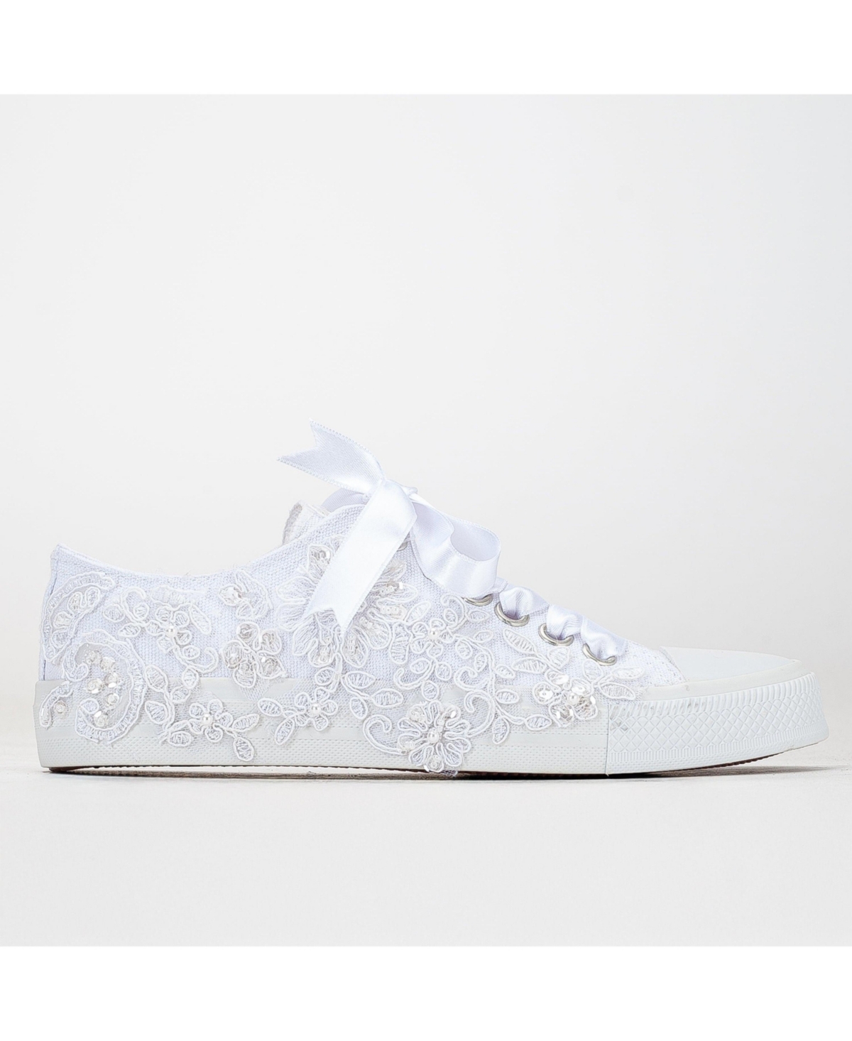 Shelby Low Top Lace Bridal Sneakers - White lace