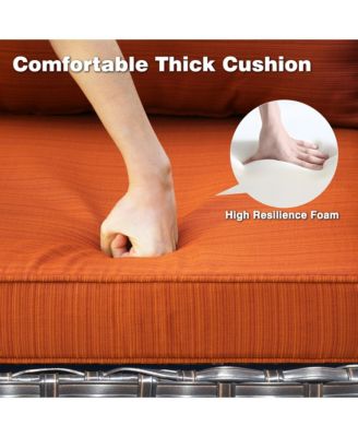 Patio Furniture Sets Outdoor Swivel Rocking Chairs with 50,000 BTU Propane Fire Pit Table 7 Pieces All Weather PE Wicker Conversation Sofa and Matching Side Table